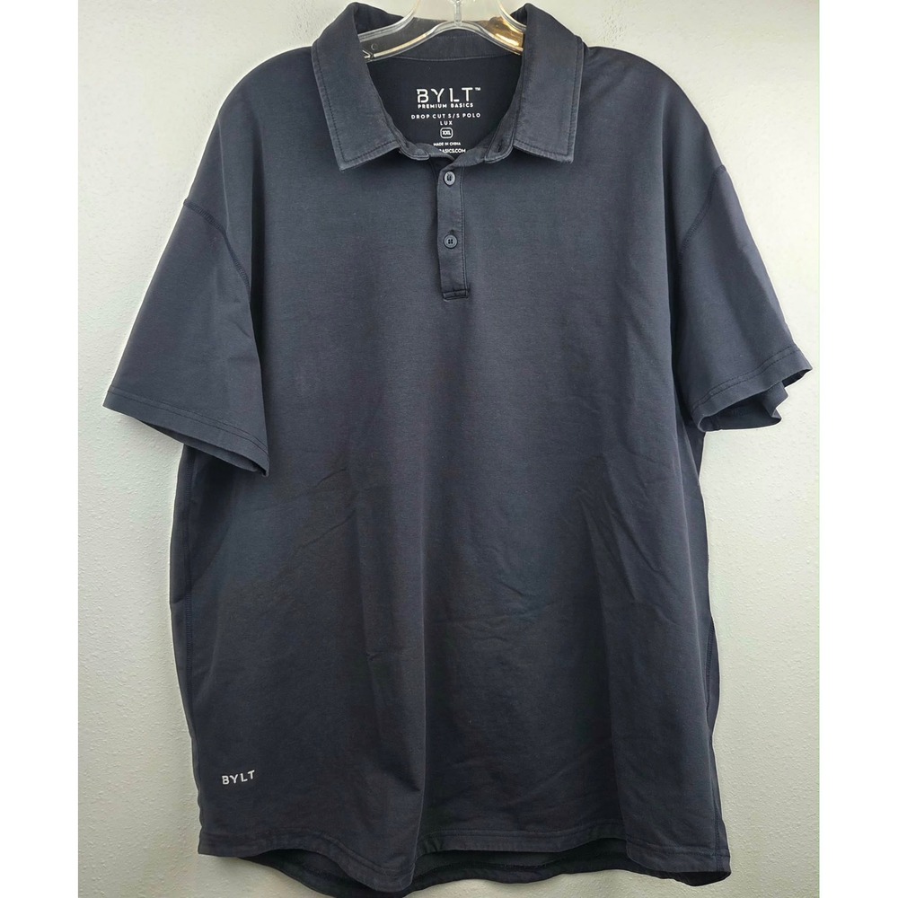 BYLT Premium Basics Mens XXL Drop Cut S/S Polo Lux Navy Blue Short Sleeve Shirt